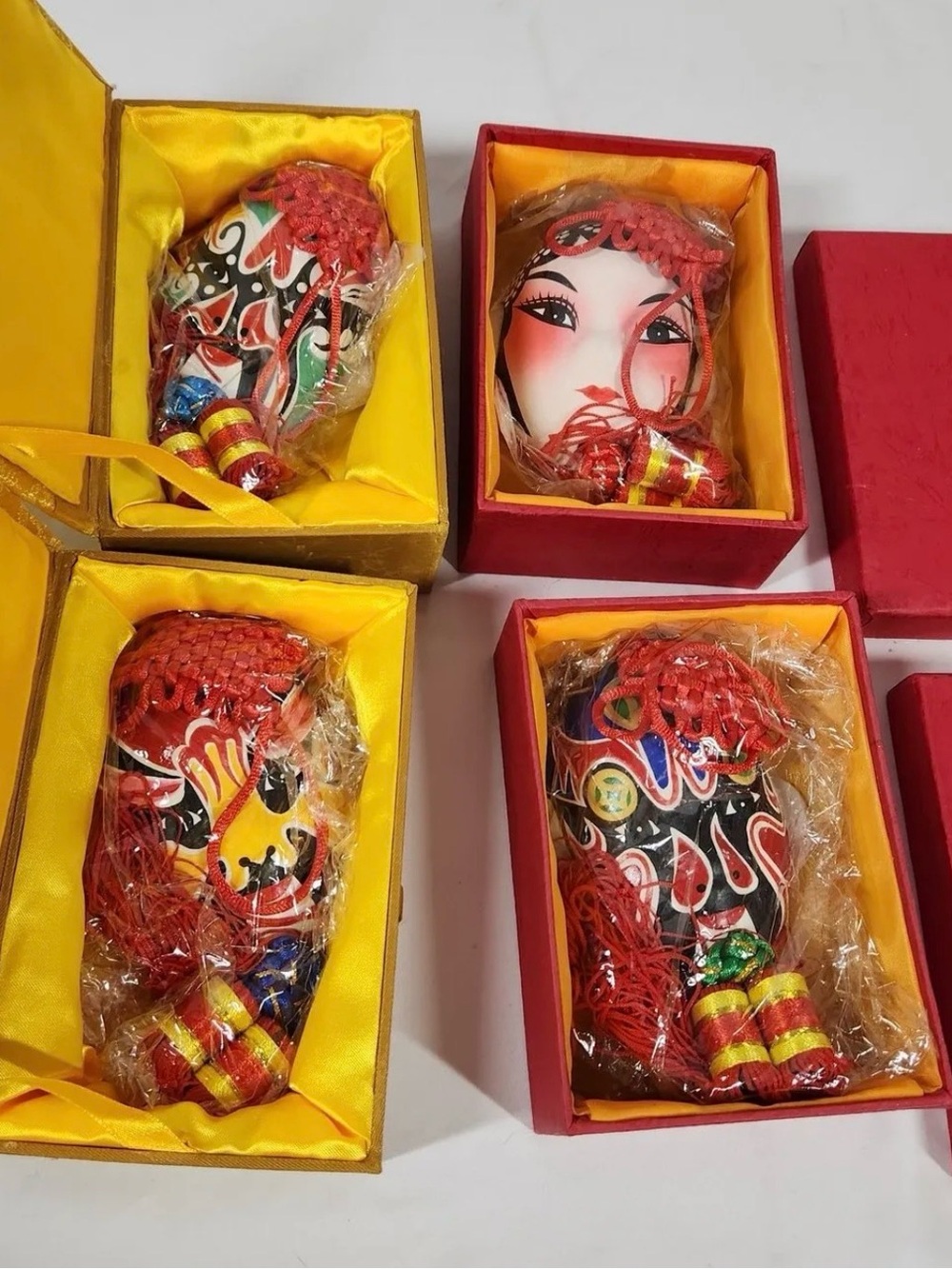 Red Decorative Chinese Opera Face Mask Ornaments - Set by